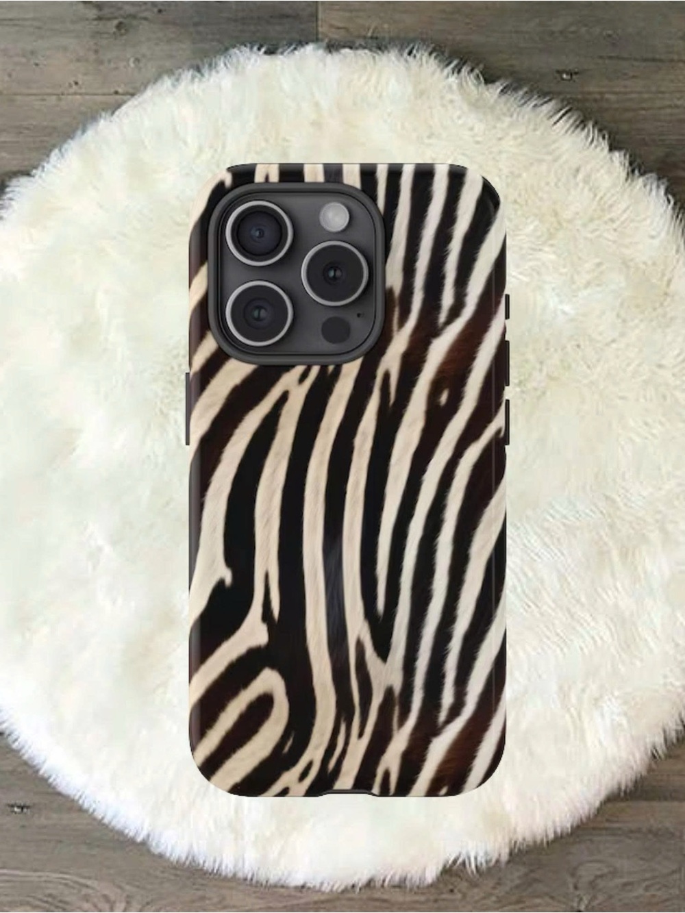 Zebra-Print Protective Phone Case - Black & White